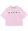 Marni T-shirt - Cropped - Soft Pink w. Print