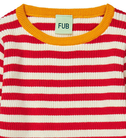 FUB Blouse - Rib - Ecru/Ruby Red