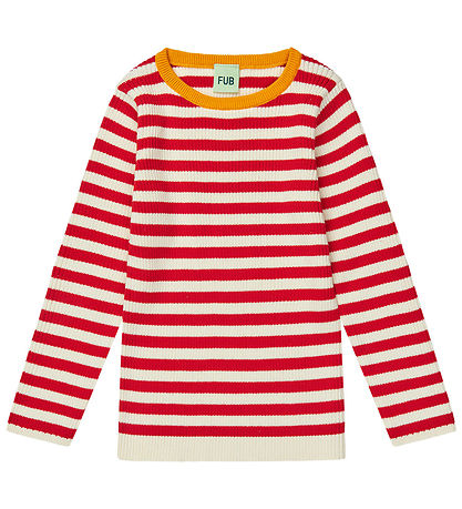 FUB Blouse - Rib - Ecru/Ruby Red