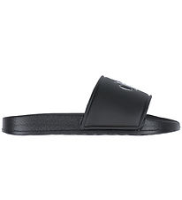 Calvin Klein Flip Flops - Logo Print Pool Slide - Black