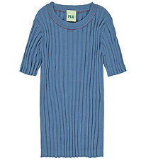 FUB Stuttermabolur - Rib - Þvegið Indigo