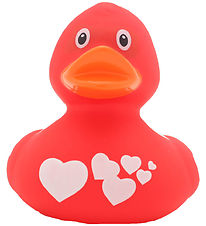 Rubber Duck - Red Duck w. White Hearts