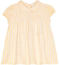 Flöss Kjóll - Olivia - Soft Yellow Heart Gingham