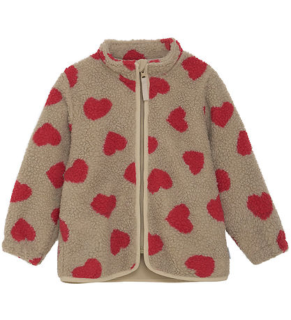CeLaVi Fleece Jacket - Teddy - Cayenne w. Hearts