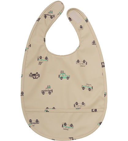 CeLaVi Bib w. Food Catcher - PU - White Pepper
