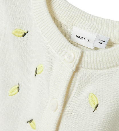 Name It Cardigan - Knitted - NbfDetrille - Cloud Dancer w. Lemon
