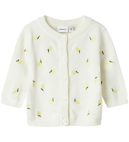 Name It Cardigan - Knitted - NbfDetrille - Cloud Dancer w. Lemon