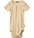 Wheat Bodysuit s/s - Rib - Edna - Macadamia