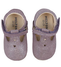 Melton Ballerina Pantoffels - Mary Jane - Purple Dove m. Glitter