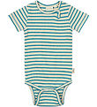 Petit Piao Bodysuit s/s - Rib - Modal - Turquise/Dark Off White