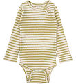 Petit Piao Bodysuit l/s - Rib - Modal - Khaki/Dark Off White