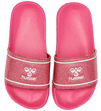 Hummel Flip Flops - Pool Slide Glitter Jr - Raspberry