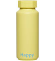 Design Letters Termosflaska - 500 ml - Happy - Gul