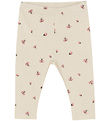 Minymo Leggings - Rib - White Swan w. Ladybugs