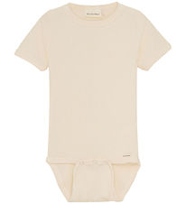 Minymo Romper s/s - Rib - White Swan