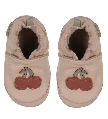 En Fant Soft Sole Leather Shoes - Applique - Rose Dust w. Cherry