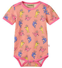 Småfolk Bodysuit s/s - Blossom w. Baby dolphins