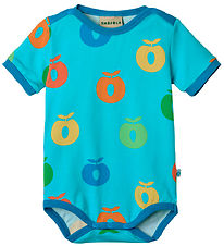 Småfolk Bodysuit s/s - Blue Atoll w. Apples
