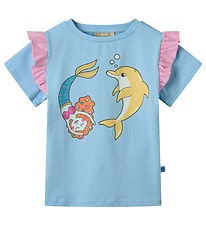 Småfolk T-shirt - Soft Sky w. Mermaid And Dolphin