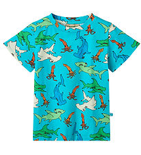 Småfolk T-shirt - Blue Atoll w. Hammerhead sharks