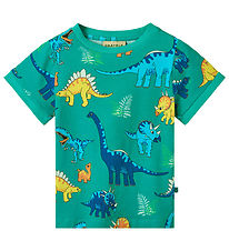 Småfolk T-shirt - Teal w. Dinosaurs