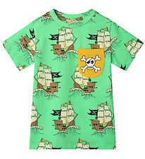 T-Shirt Småfolk - Menthe Green Thé av. Bateaux pirates