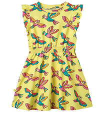 Småfolk Dress - Custard w. Parrots