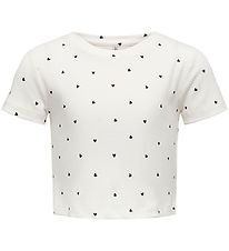 Kids Only T-shirt - KogBella - Rib- Cloud Dansare/Black Hearts