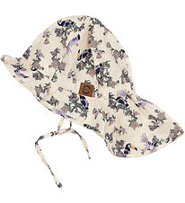 Mikk-Line Sonnenhut - Langer Hals - UV50+ - White Swan m. Blumen