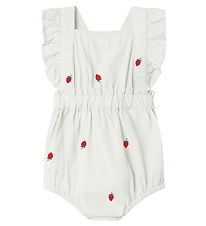 Barboteuse d'Été Name It - NbfDerilla - Bright White/FRAISE