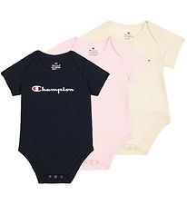 Champion Bodysuit s/s - 3-Pack - Pink/Navy/Beige