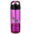 Carl Oscar Water Bottle w. Straws - 2-I-1 - Purple w. Cow