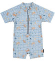 Mikk-Line Coverall Swimsuit - UV50+ - Faded Denim w. Checs/Print
