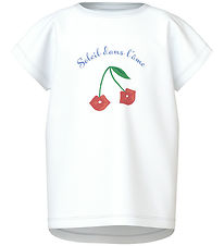 Name It T-Shirt - NmfViolet - Bright White/Soleil Cherry