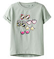 Name It T-Shirt - NmfVix - Aqua Grijs/Bril
