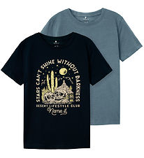 Name It T-Shirt - NkmHansi - 2-pack - Navy Blazer/Blue Mirage