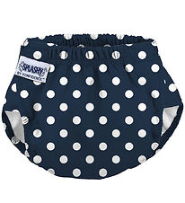 Konfidence Blebadebukser - e-Flex Splashy - Polka Navy/White Spo