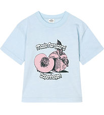 Mads Nørgaard T-shirt - Dry Single Tristi - Ballad Blue w. Print