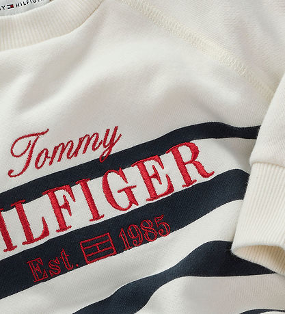 Tommy Hilfiger Peysa - Handrit - Dark Nótt Dökkblátt Stripe