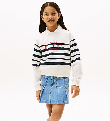 Tommy Hilfiger Peysa - Handrit - Dark Nótt Dökkblátt Stripe
