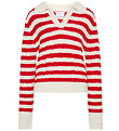 Grunt Polo blouse - Knitted - Fany - Off White/Red