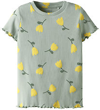 Name It T-Shirt - NmfVemma - Aqua Grijs/Lemon
