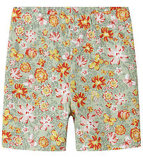 Name It Cykelshorts - NmfVayo - Aqua Grå m. Blommor