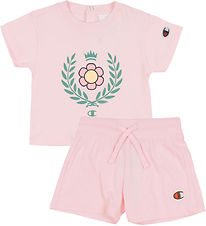 Champion Shorts Set - T-shirt/Shorts - Pink w. Logo
