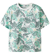 Name It T-Shirt - NkmValmas - Bright White/Green Leaf