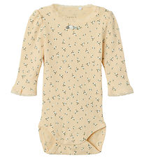 Name It Romper l/s - Rib - NbfHoise - Zon Kiss m. Bloemen