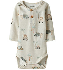 Name It Romper l/s - NbmHelp - Peyote Melange m. Print