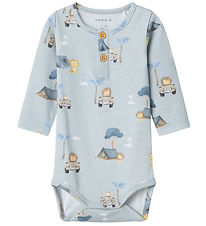 Name It Romper l/s - NbmHelp - Pearl Blue m. Print