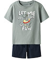 Name It Shorts Set - Shorts/T-Shirt - NmmVigor - Slate Grijs