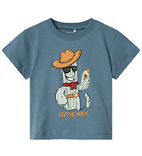 Name It T-Shirt - NmmHuggi - Blue Mirage m. Print